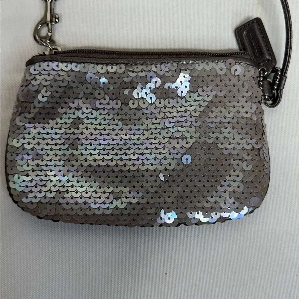 Coach Mermaid Sequin Wristlet with Shimmering Accents